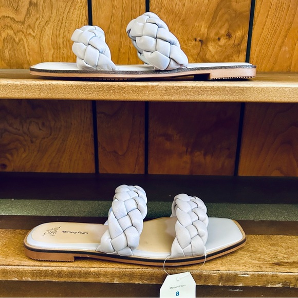 Time & Tru NWT Lavender Braided Band Two Strap Flat Slides Sandals Sz 8 39.5 - Picture 4 of 10
